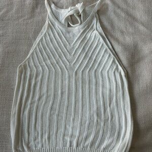 White Sleeveless Knit Top